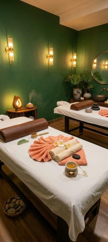 Herbal massage therapy in a private treatment room at Mountain Herbal Spa, Pokhara